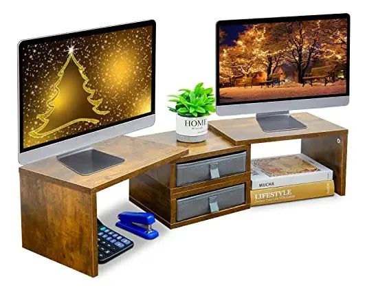 Suporte de monitor Teamix com 2 gavetas - altura e ângulo