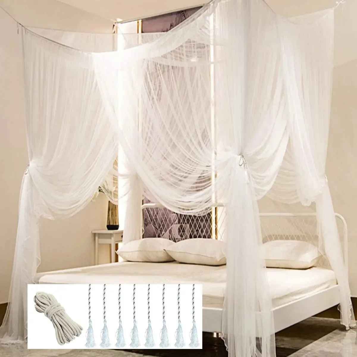 Cortinas e toldos de cama Comtelek CP-1xap brancos