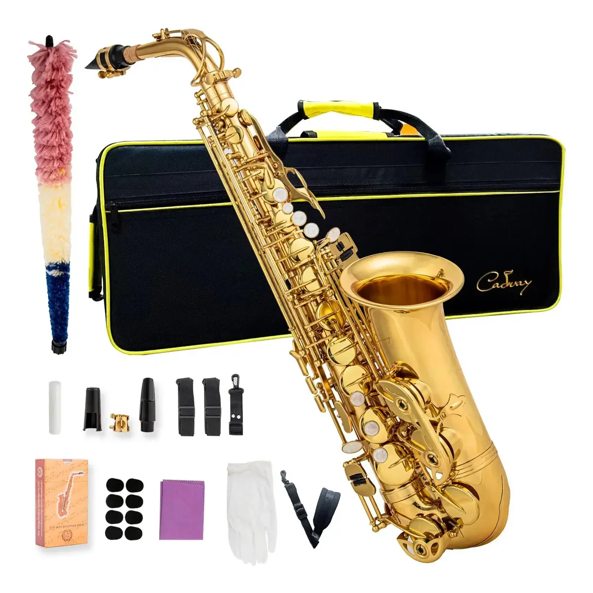 O saxofone alto Cadway Eb para iniciantes inclui estojo