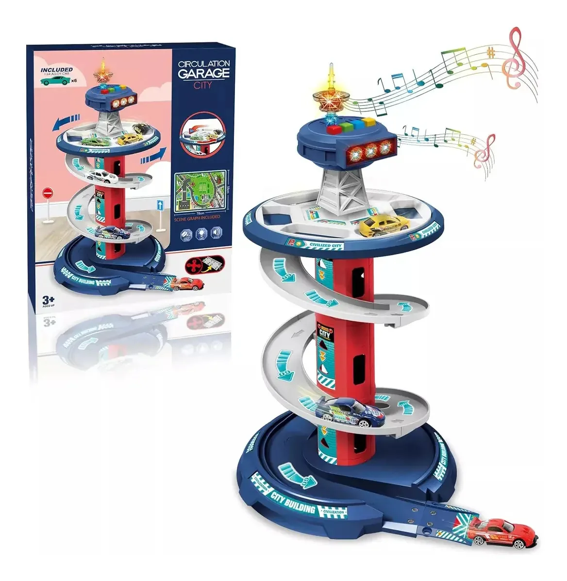 City Toy Track Cars, som e acessórios, cores armáveis