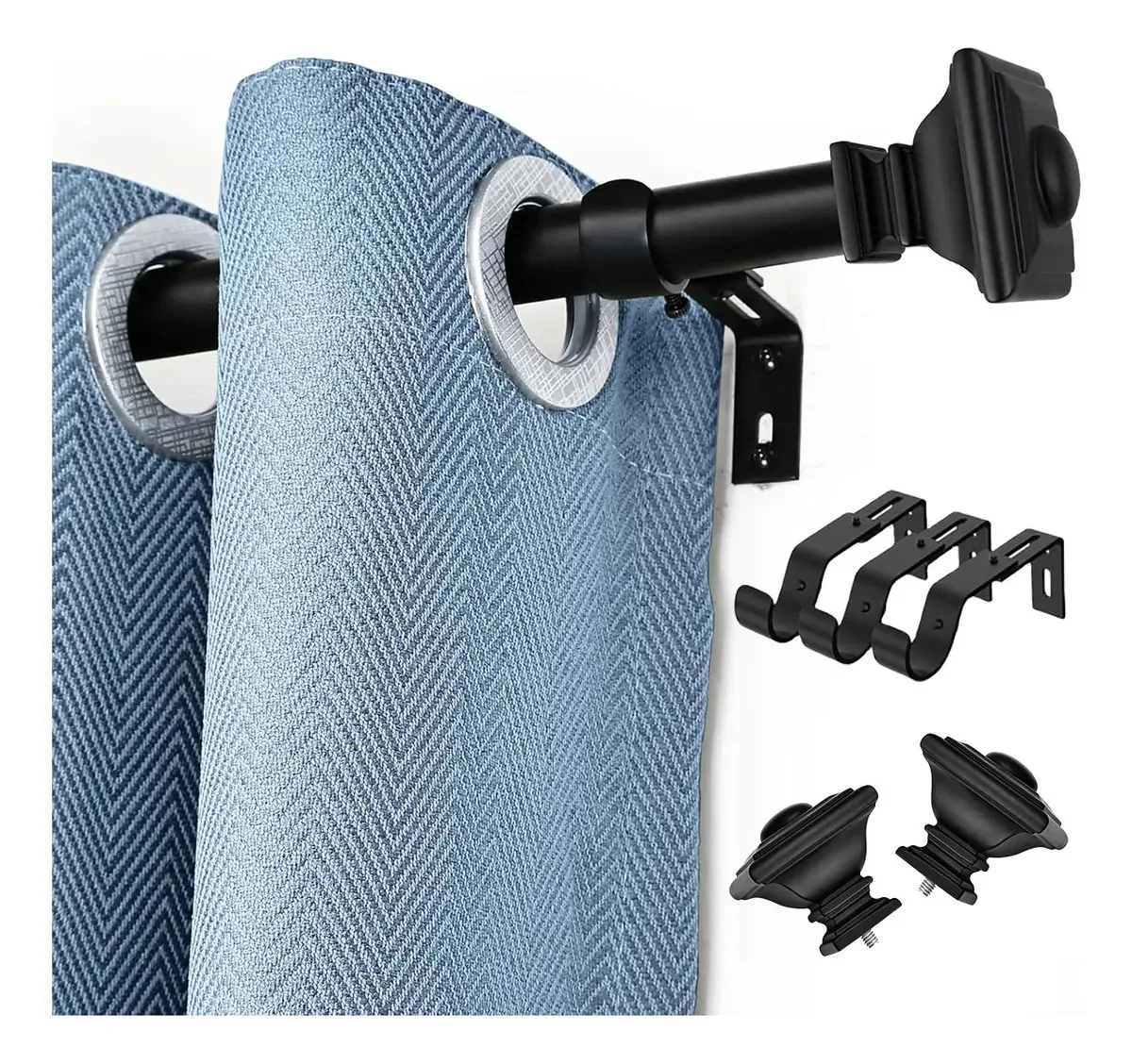 Barra extensível com comprimento mínimo de 80 cm Comprimento máximo de 3 m Cortinas Briofox Briofox 3M cor preta f