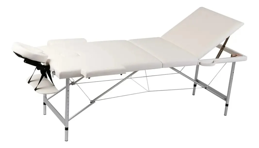 Mesa de massagem de 3 corpos em alumínio branco
