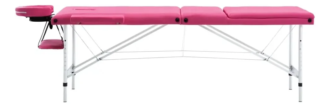 Mesa de massagem de 3 corpos em alumínio rosa