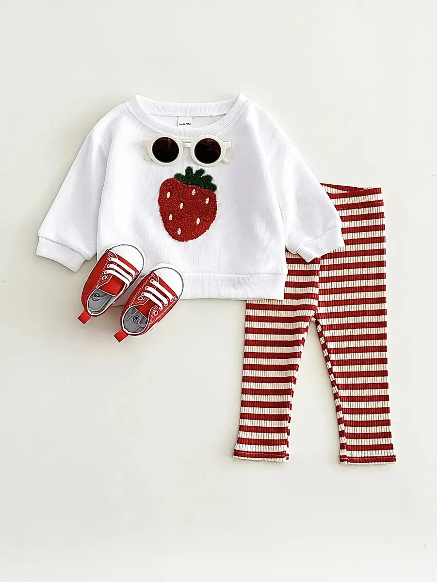 Conjunto De Roupas Para Meninos, Suéter E Calças De Manga Co Cor Vermelho Tamanho 6-9months