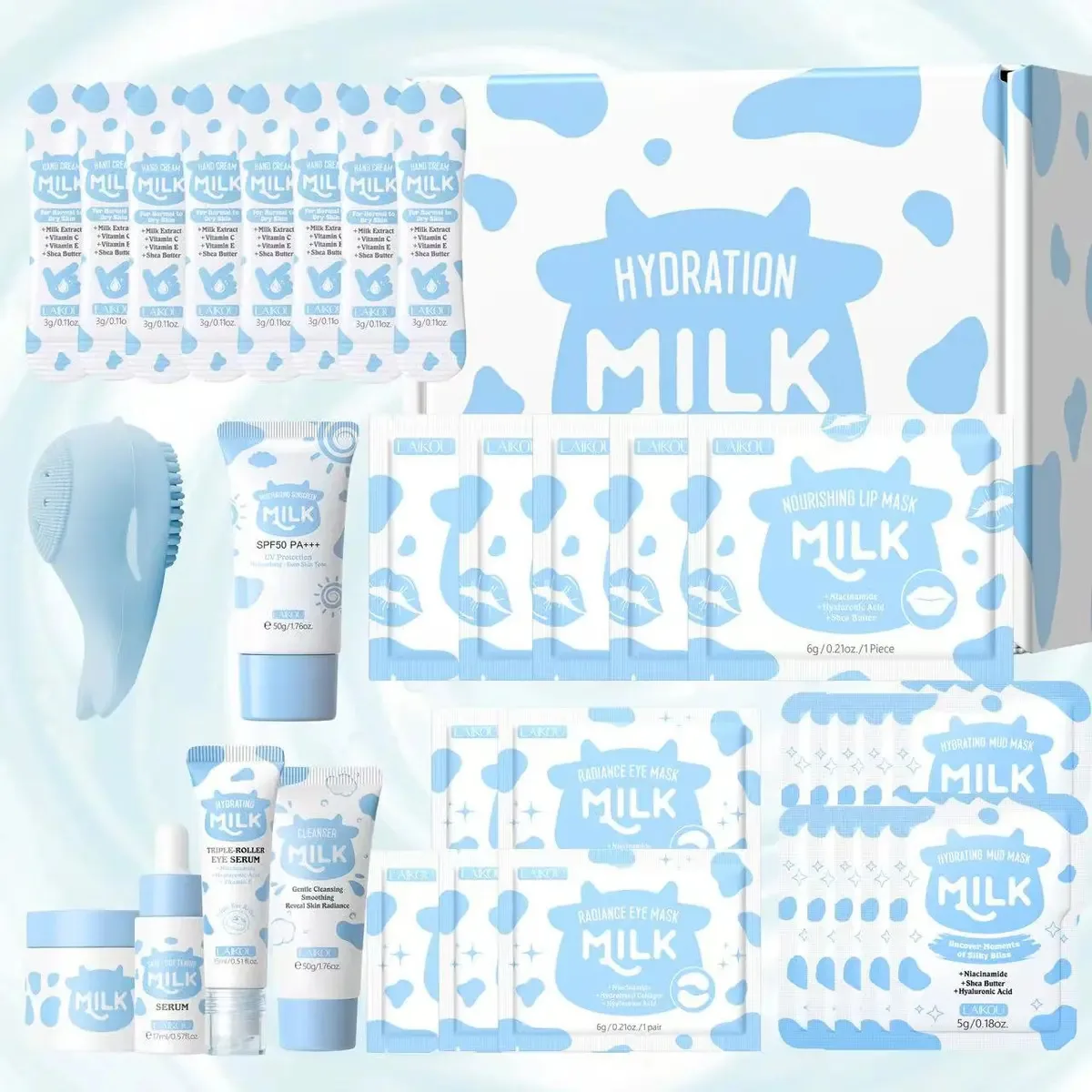 Kit de Cuidados Faciais Laikou Milk, 35 Pzs, Hidratar a Pele