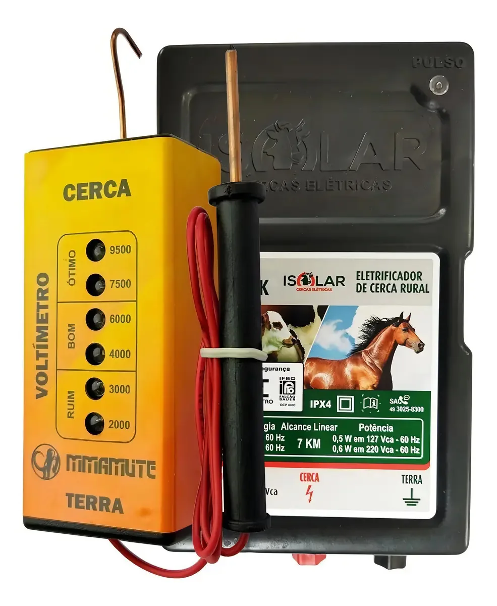 Kit Eletrificador Rural 0,4j + Voltimetro Analógico