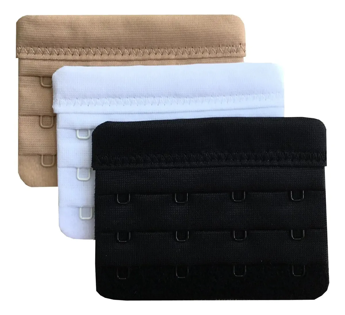Pacote Chanie com 3 extensores de sutiã macios de 4 ganchos, cores variadas