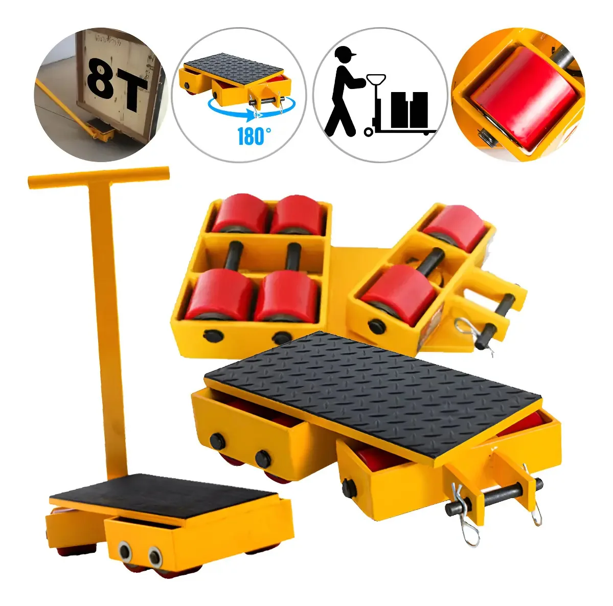 Patim de plataforma tipo tartaruga transportador de carga 180° 8ton