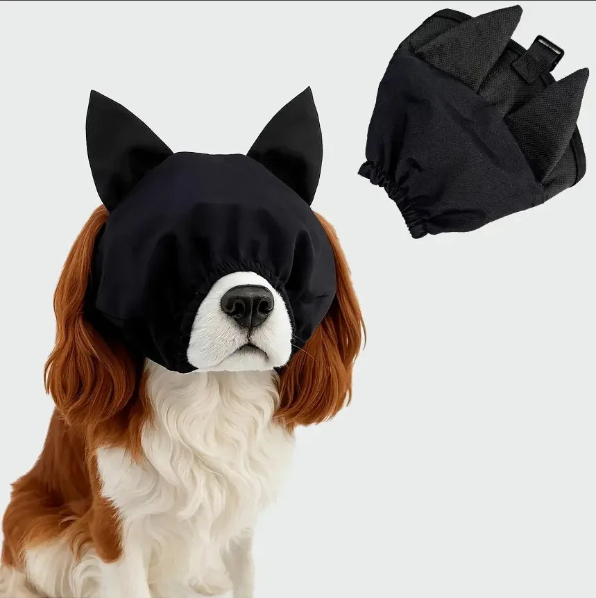 Protetores de ouvido de compressão para cães, calmantes contra ruídos, cor: preto, tecido, tamanho do design