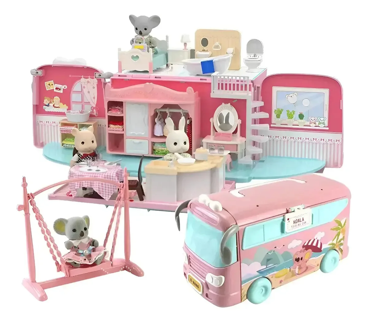 Casas para bonecas e bonecas Brinquedos para meninas de 3 anos rosa
