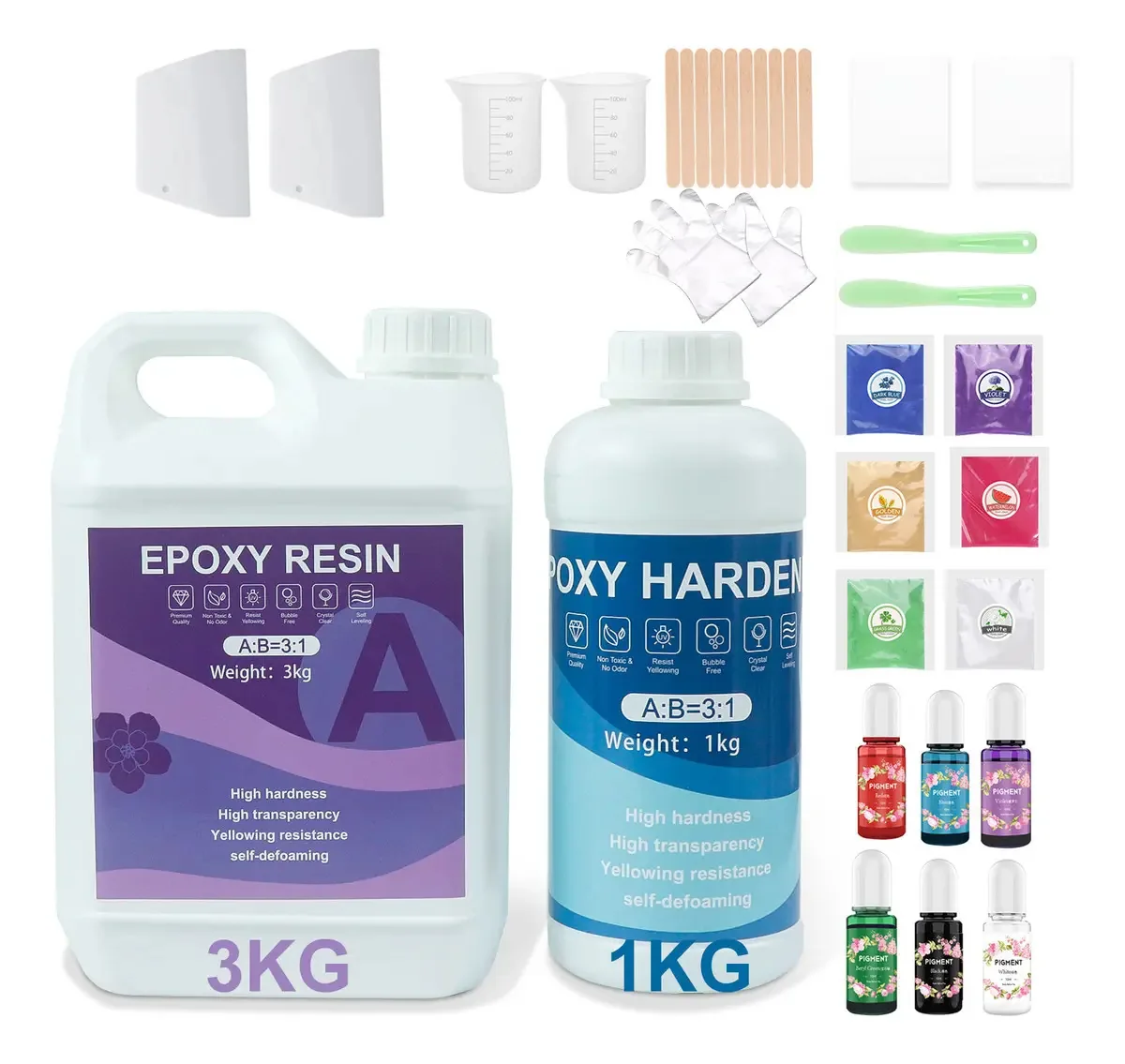 Kit de resina epóxi 3:1 de 4 kg para mesas e pisos fluviais