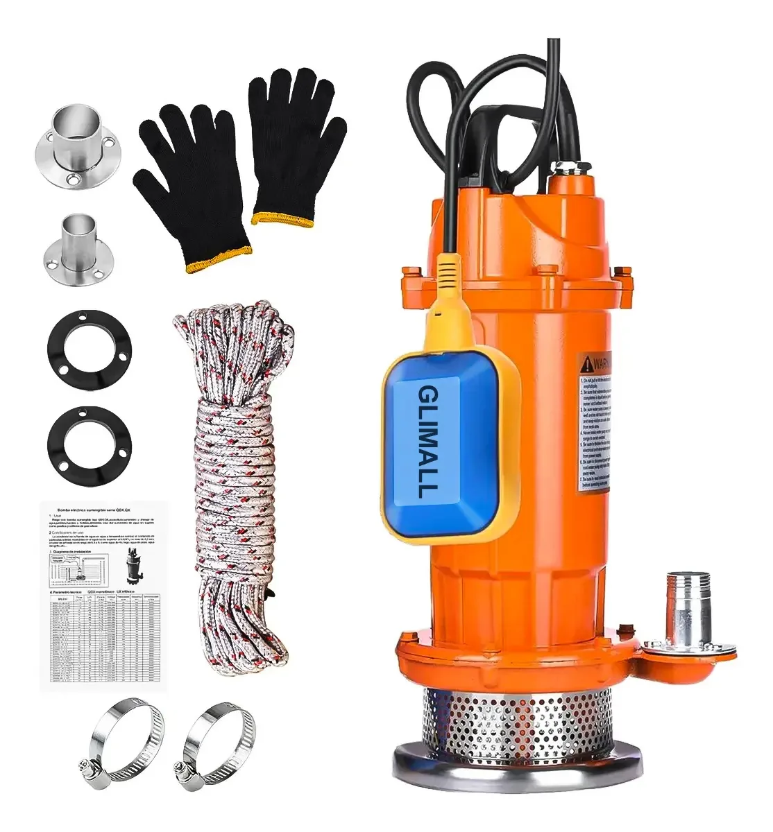 Bombas de água submersíveis de metal para sujas ou limpas de 1,2 HP 800w Glimall