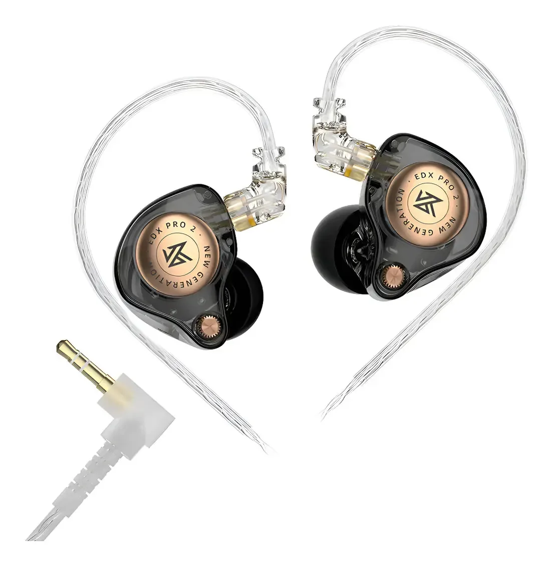 Fone De Ouvido In-ear Retorno De Palco Profissional Dj Musico 2 Drivers Kza Edx Pro 2 Hi-fi Sem Microfone Preto