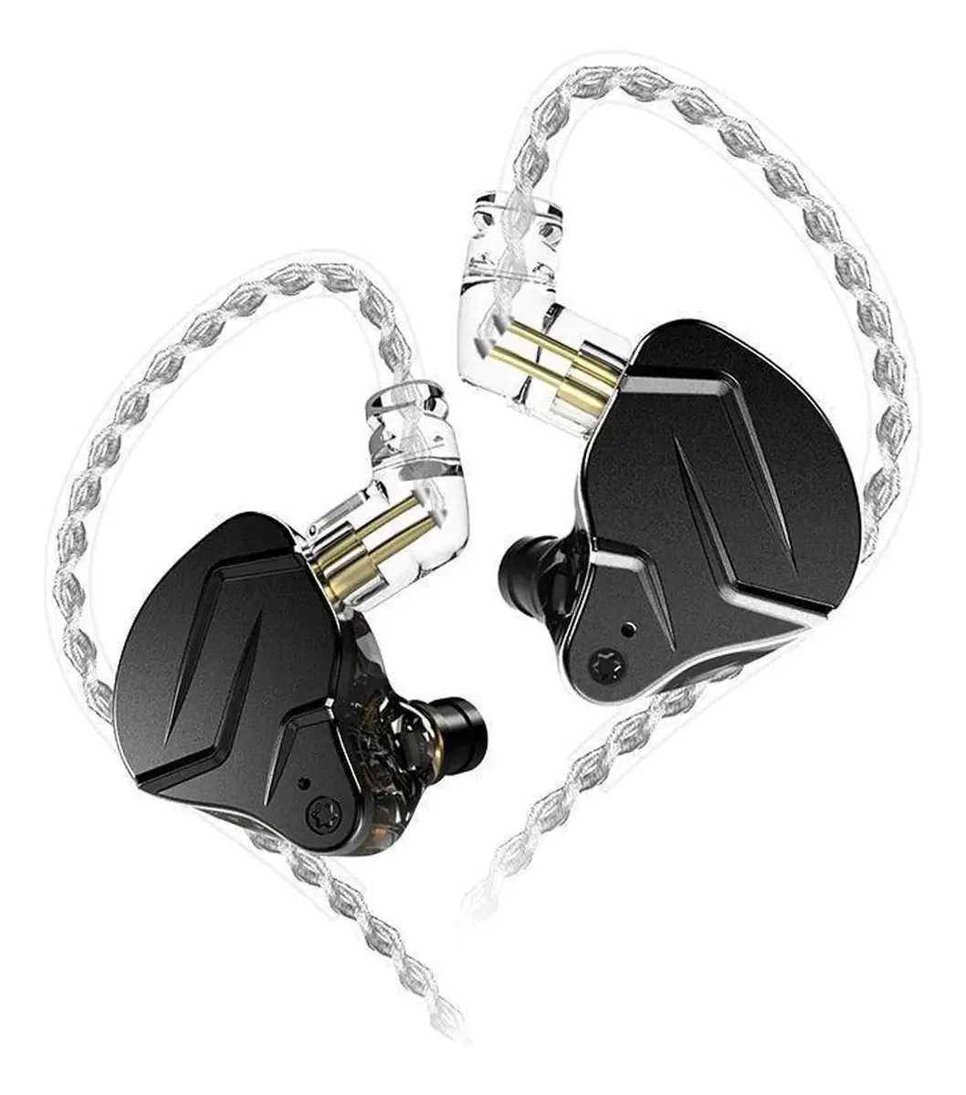 Fone De Ouvido In-ear Retorno De Palco Profissional Dj Musico 2 Drivers Sem Microfone Kza Zsn Pro X Preto