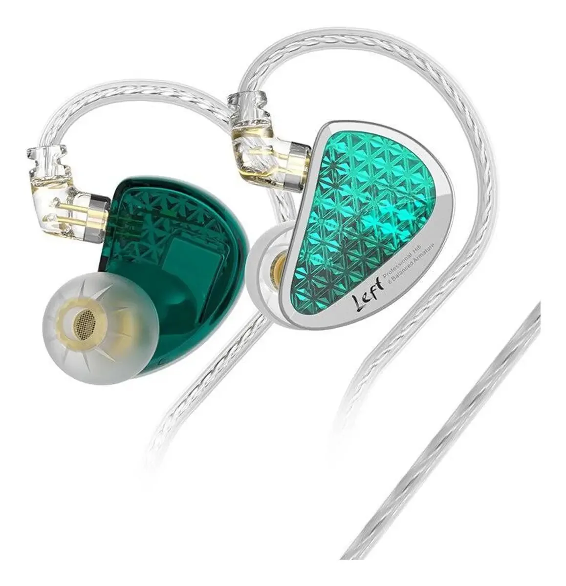Fone De Ouvido In-ear Retorno De Palco Profissional Dj Musico Kza As16 Pro 16 Drivers Hi-fi Sem Microfone Ciano