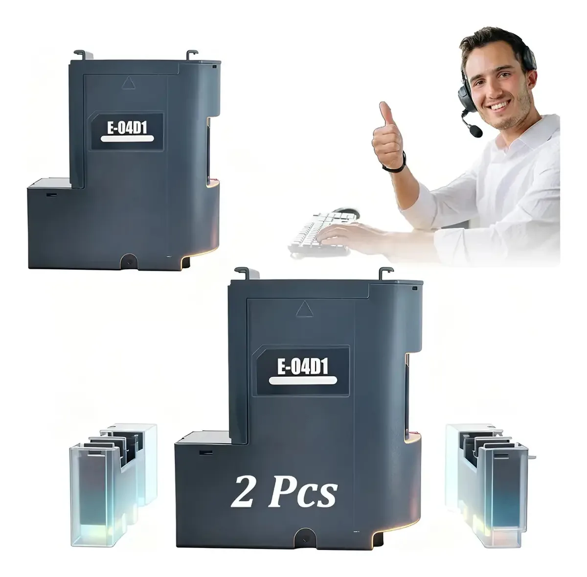 Caixa de manutenção de 2 peças para Epson E04d1, l6171, 3140, t04d1