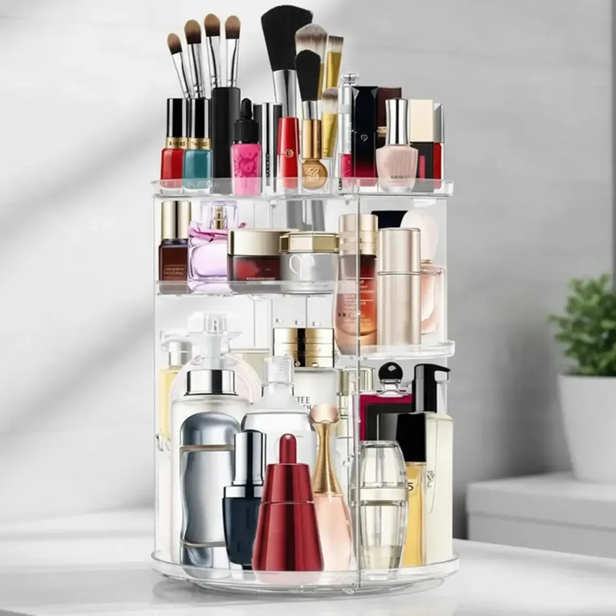 Organizador de maquiagem cosmética acrílico giratório 360