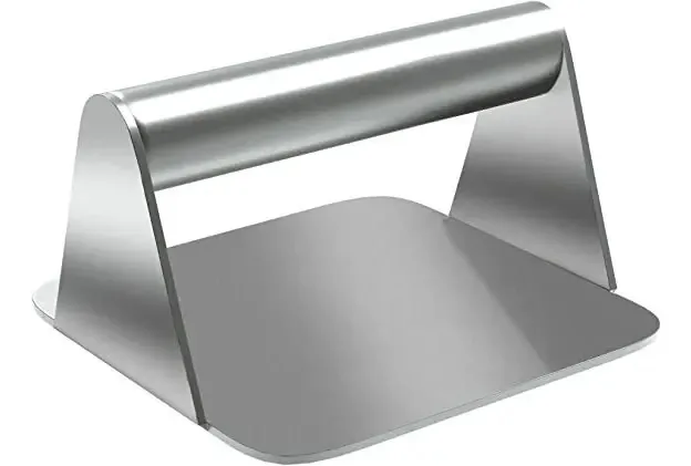 Prensa de hambúrguer de aço inoxidável de cor quadrada (14,6x14cm)
