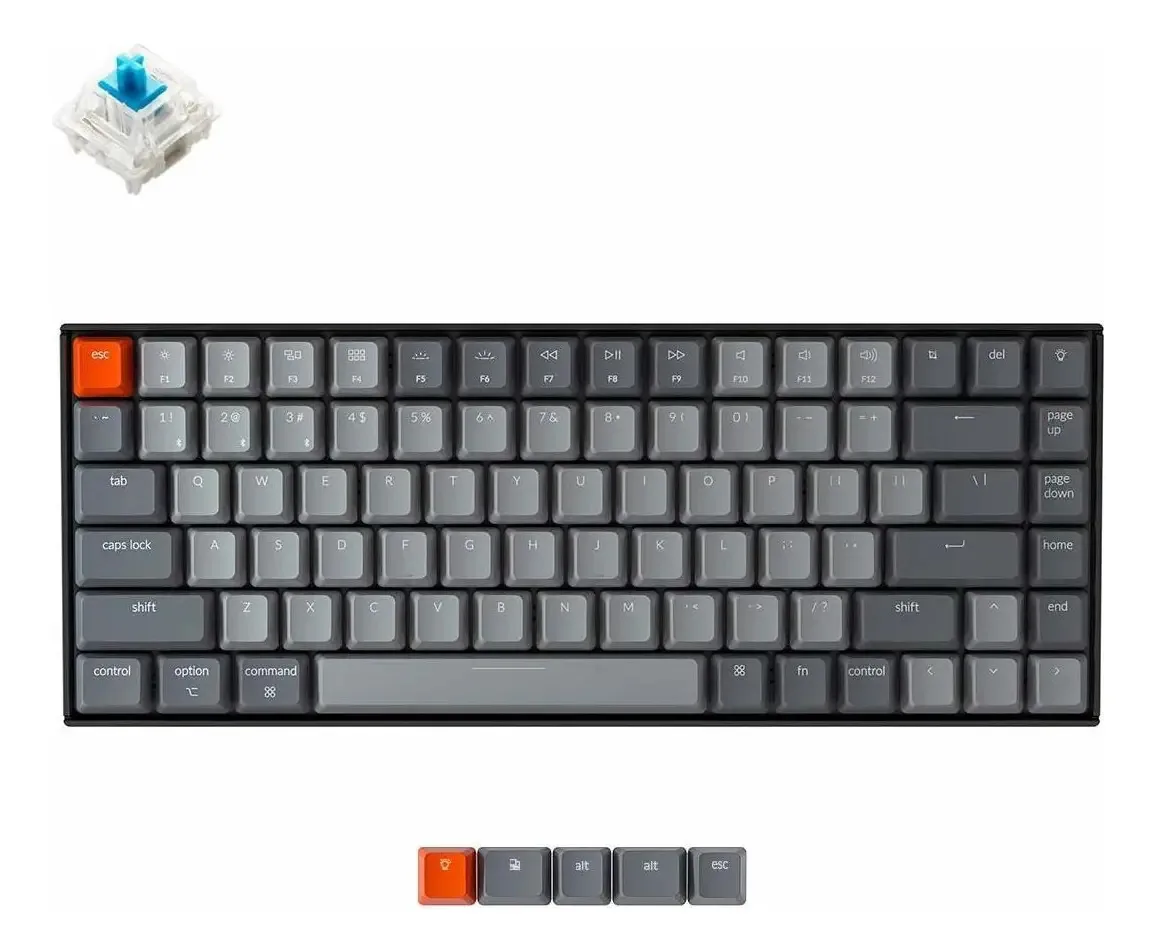 Teclado mecânico Gateron Blue Switches Keychron K2 com Gater