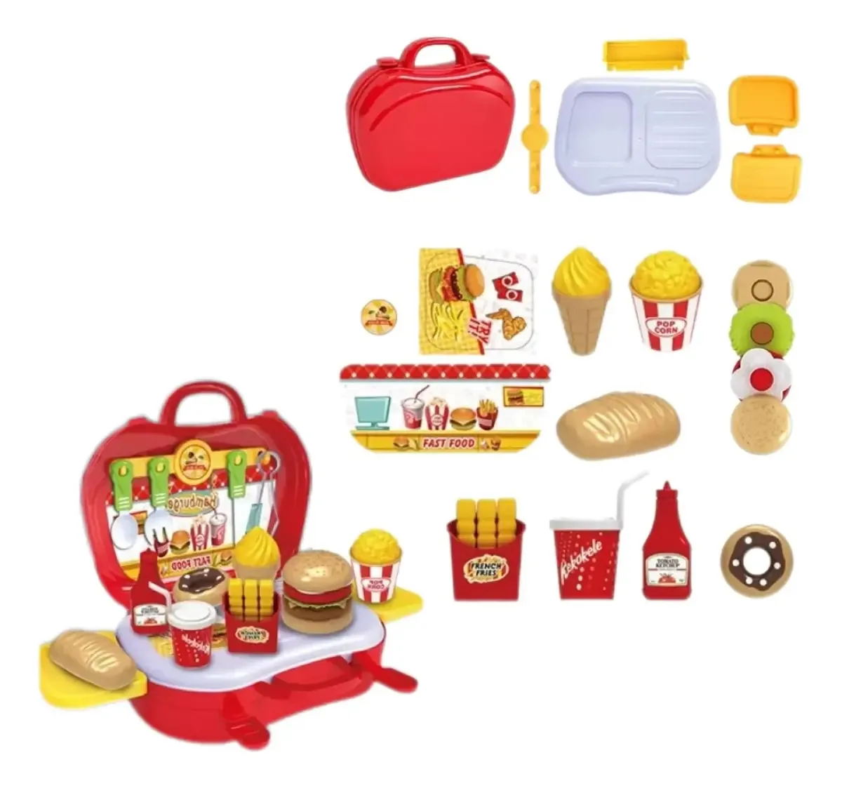 Kits de brinquedos de cozinha para crianças Bolsa para talheres, cor vermelha