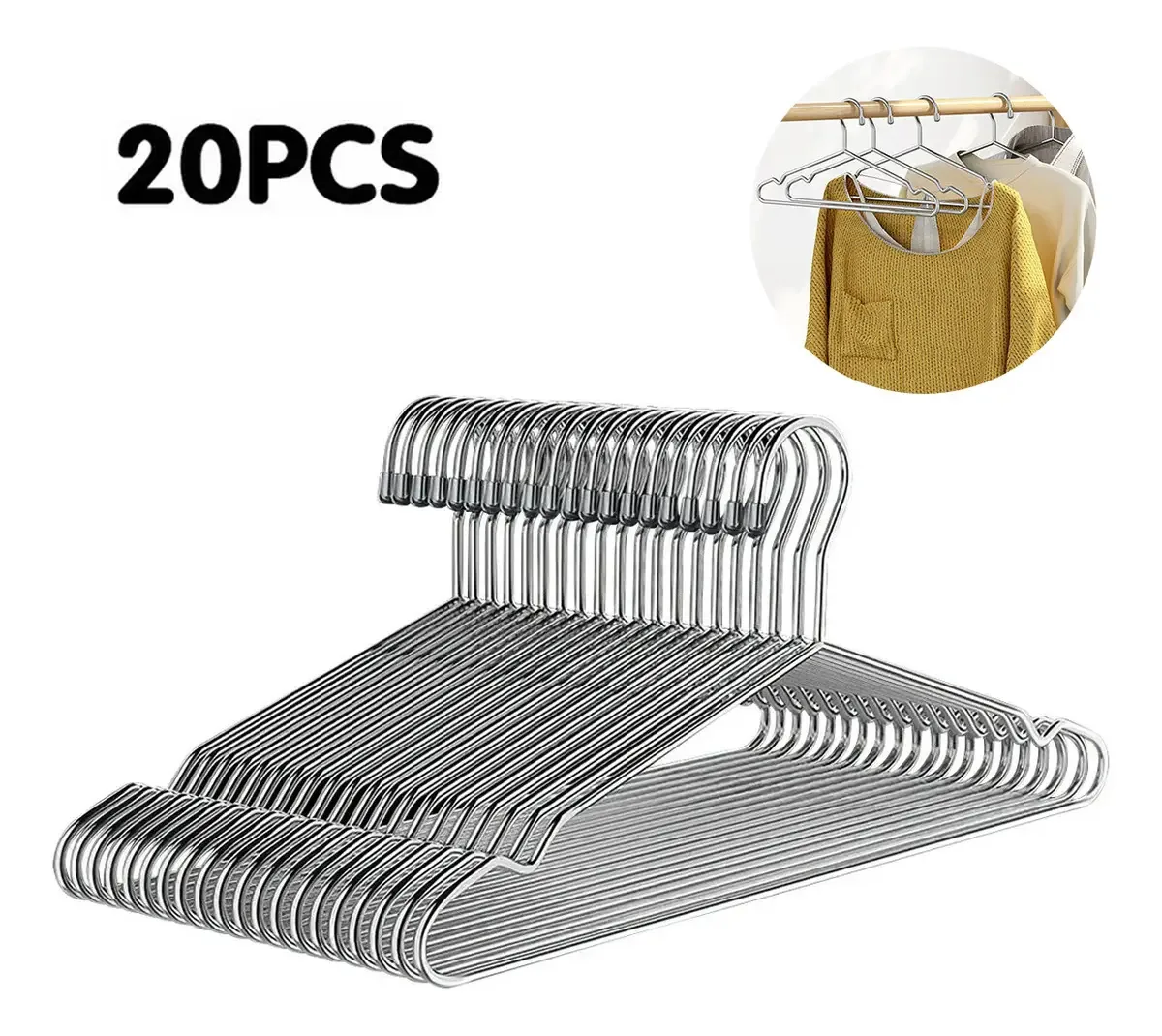 Organizador de roupas de aço inoxidável com 20 ganchos para roupas, guarda-roupa super resistente