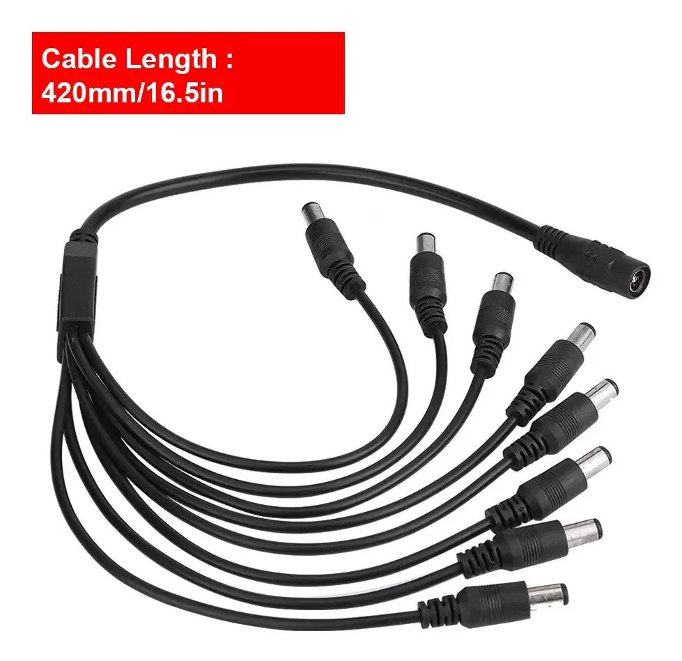 Conectores de cabo de alimentação DC para alimentação de câmera de vigilância de segurança CCTV e conexão de iluminação de tiras de LED (5,5 x 2,1 mm) 8 cabos