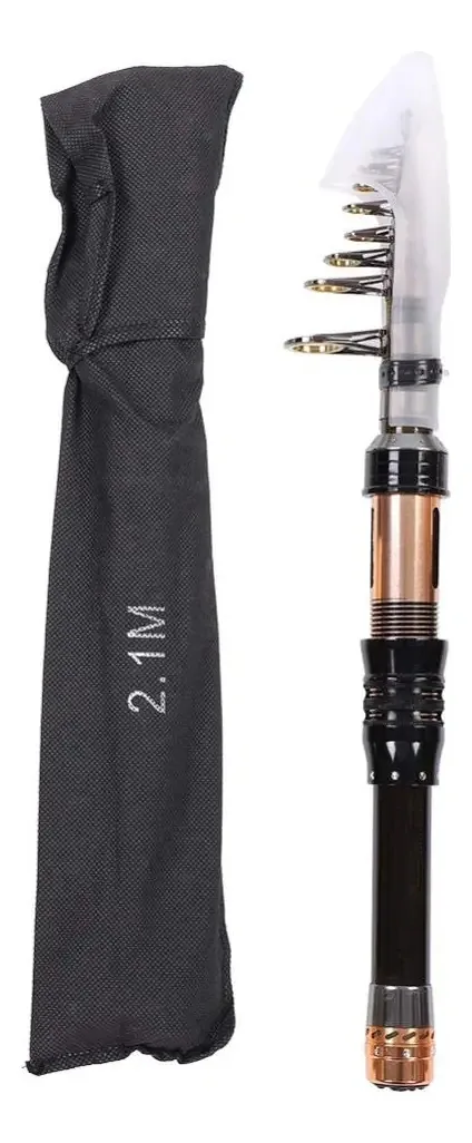 Vara de Pesca Telescópica Dioche, Vara de Pesca de Carbono Portátil, Seção Ultra-Curta para Pesca no Mar (2.1m)