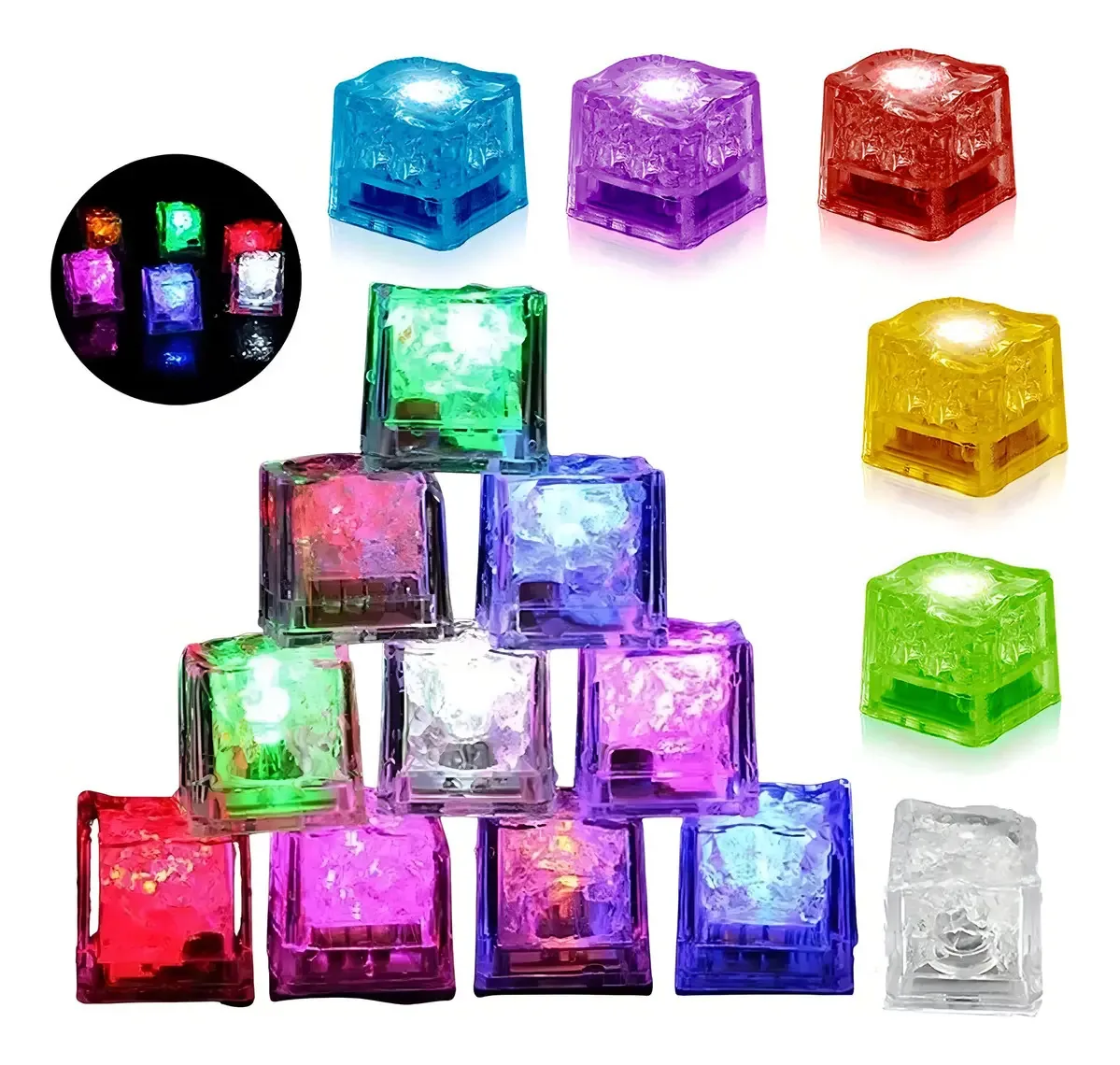 12 cubos de LED luminosos, bebidas multicoloridas para festas, casamento ao vivo, Aranaro