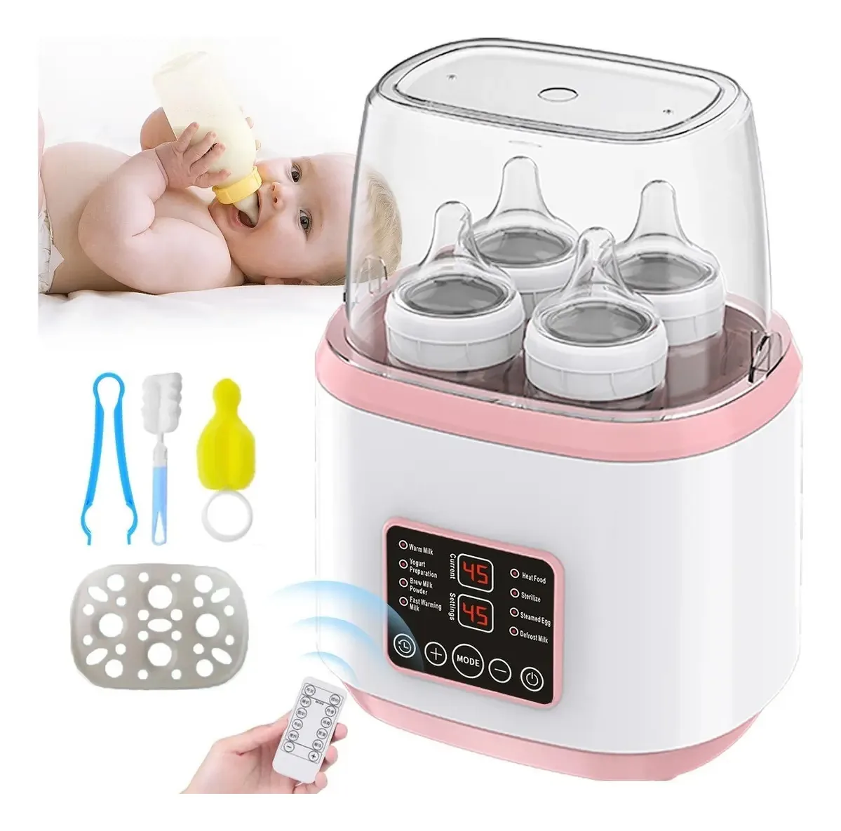 Capacidade do aquecedor de esterilizador de mamadeiras Aranaro: 4 garrafas