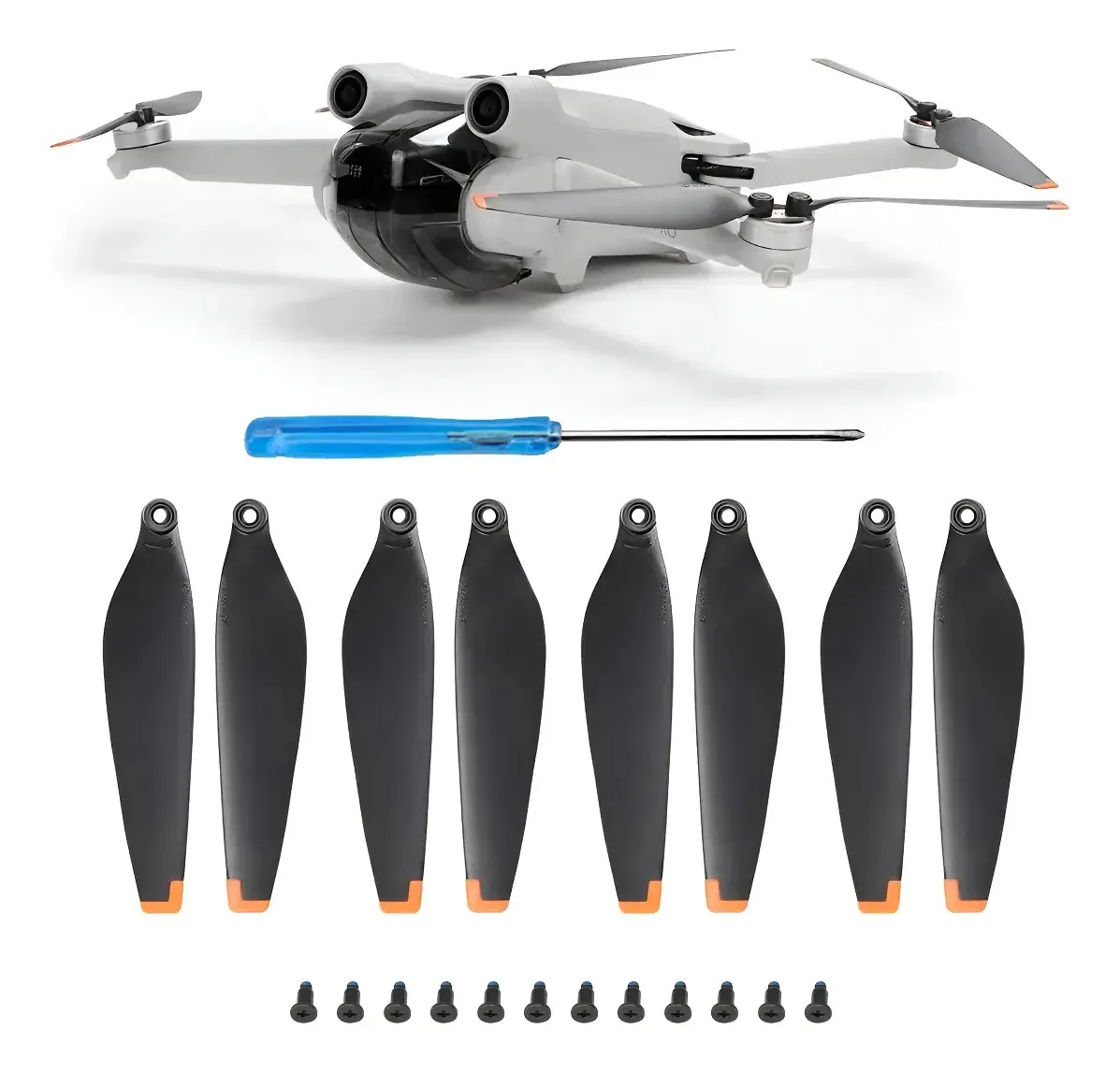Hélices Olulupack para Dji Mini 3, turnos completos (8 peças) pretas