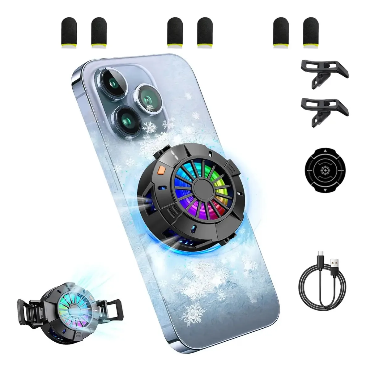Refrigerador de telefone Kopira- RGB, ventilador de resfriamento semicondutor para celular com chip de resfriamento duplo, estojo de resfriamento para radiador de celular