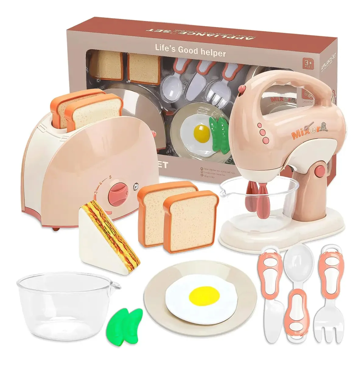 Conjunto de utensílios de cozinha para crianças com brinquedos e alimentos