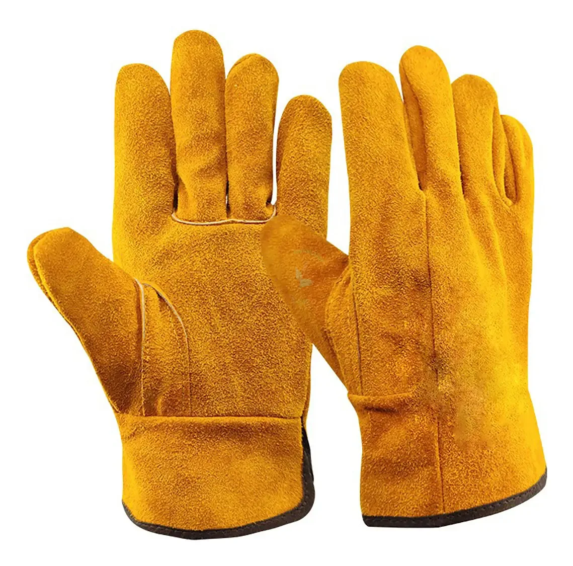 1par Luvas de Trabalho de Couro, Luvas de Jardinagem Amarelas
