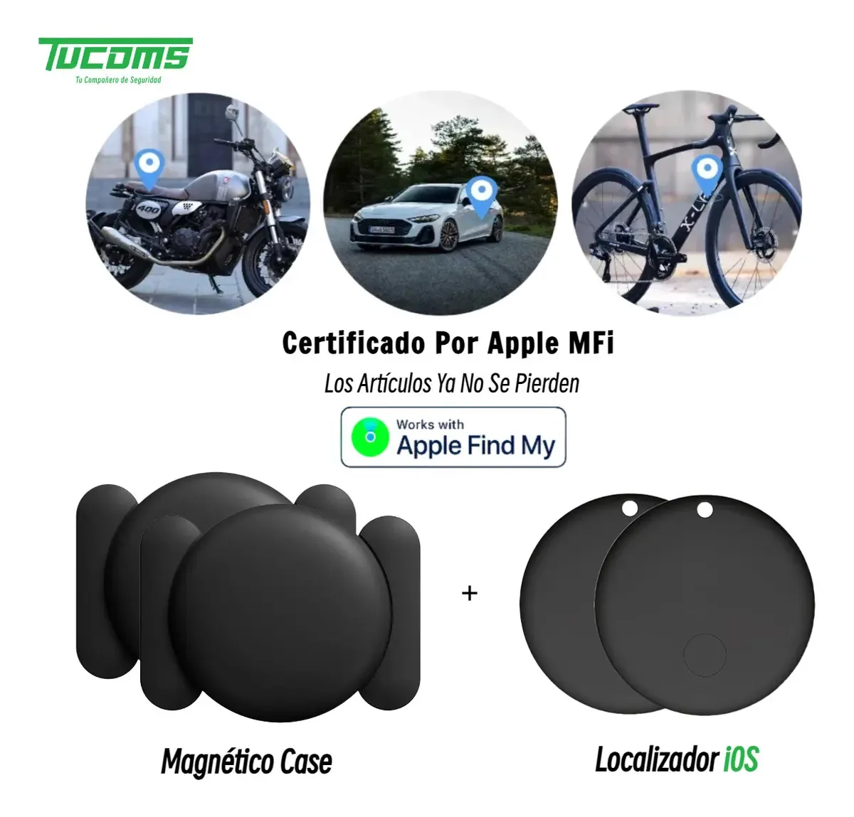 Mini localizador magnético portátil Tucoms GPS Equipment Ios Airtag para veículos automotivos