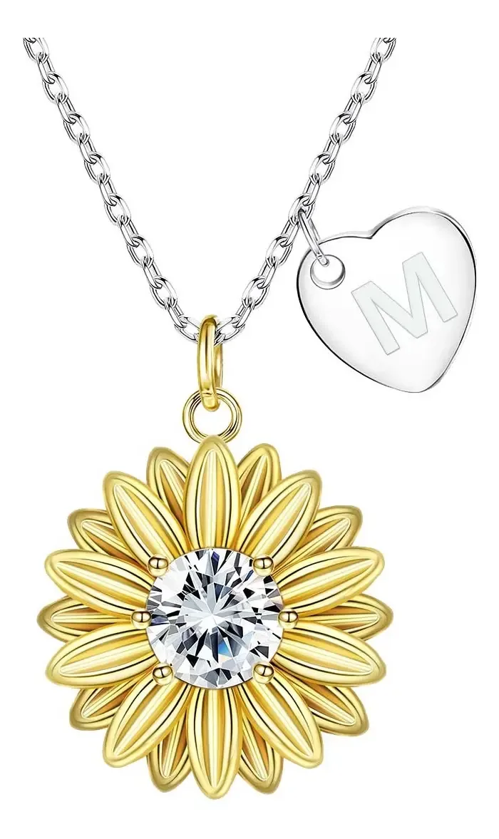 Joias femininas, colares de prata 925, colares de girassol, charms, cor O