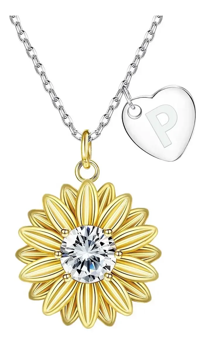 Joias femininas, colares de prata 925, colares de girassol, pingentes, cor P