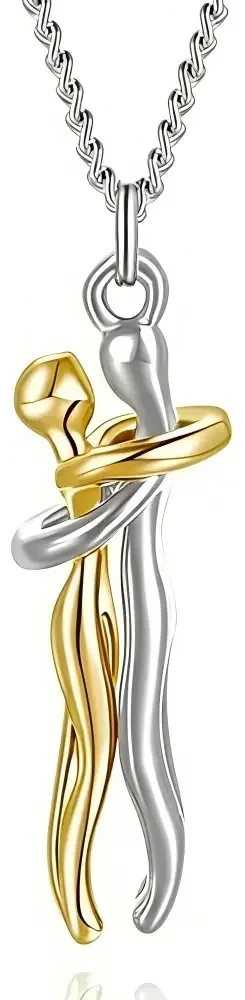 Colares para casais com pingente dourado Love Embrace
