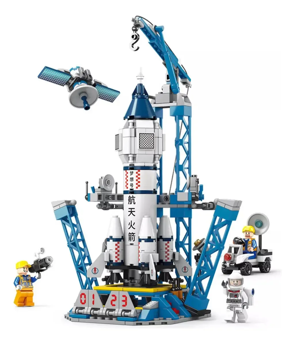 Blocos de construção Space Rocket, 452 peças de brinquedos educativos para crianças