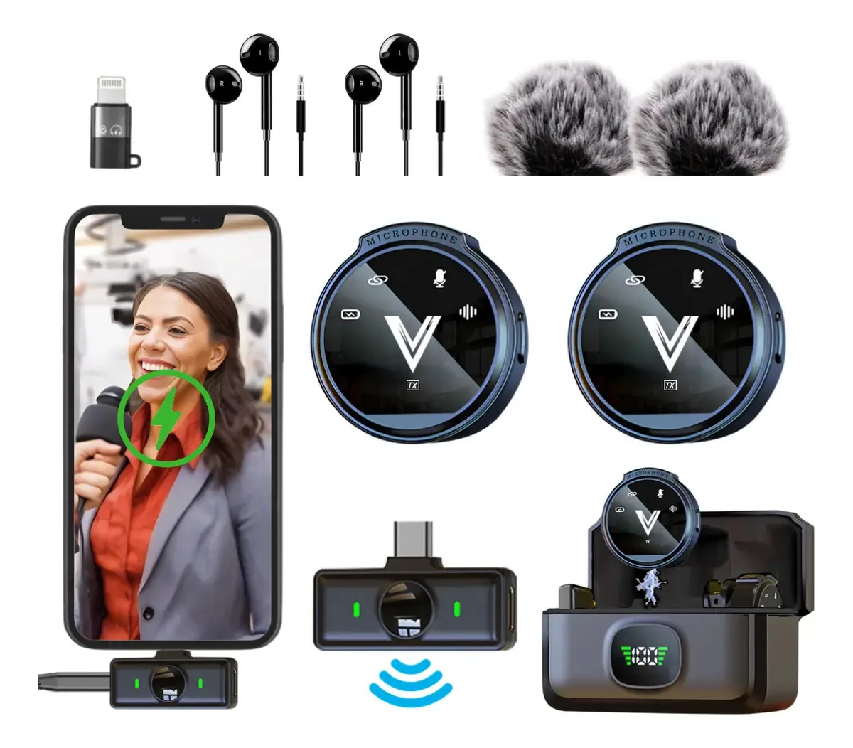 Microfones pretos omnidirecionais V INNOVATION J09