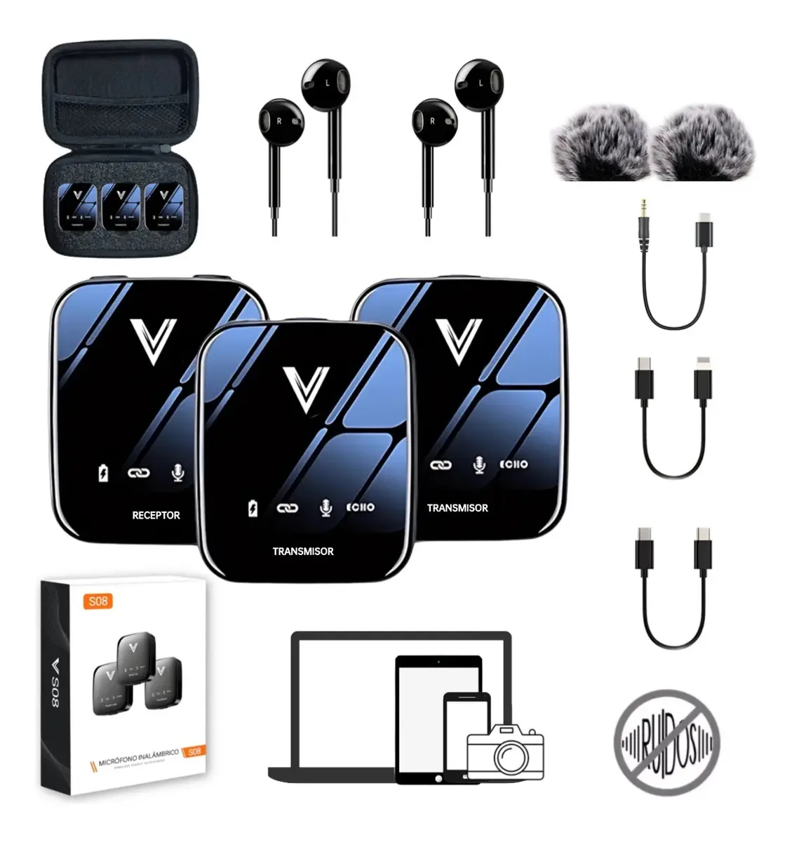 Microfones VESRY S08 Condensador Omnidirecional cor preto com alto-farlantes