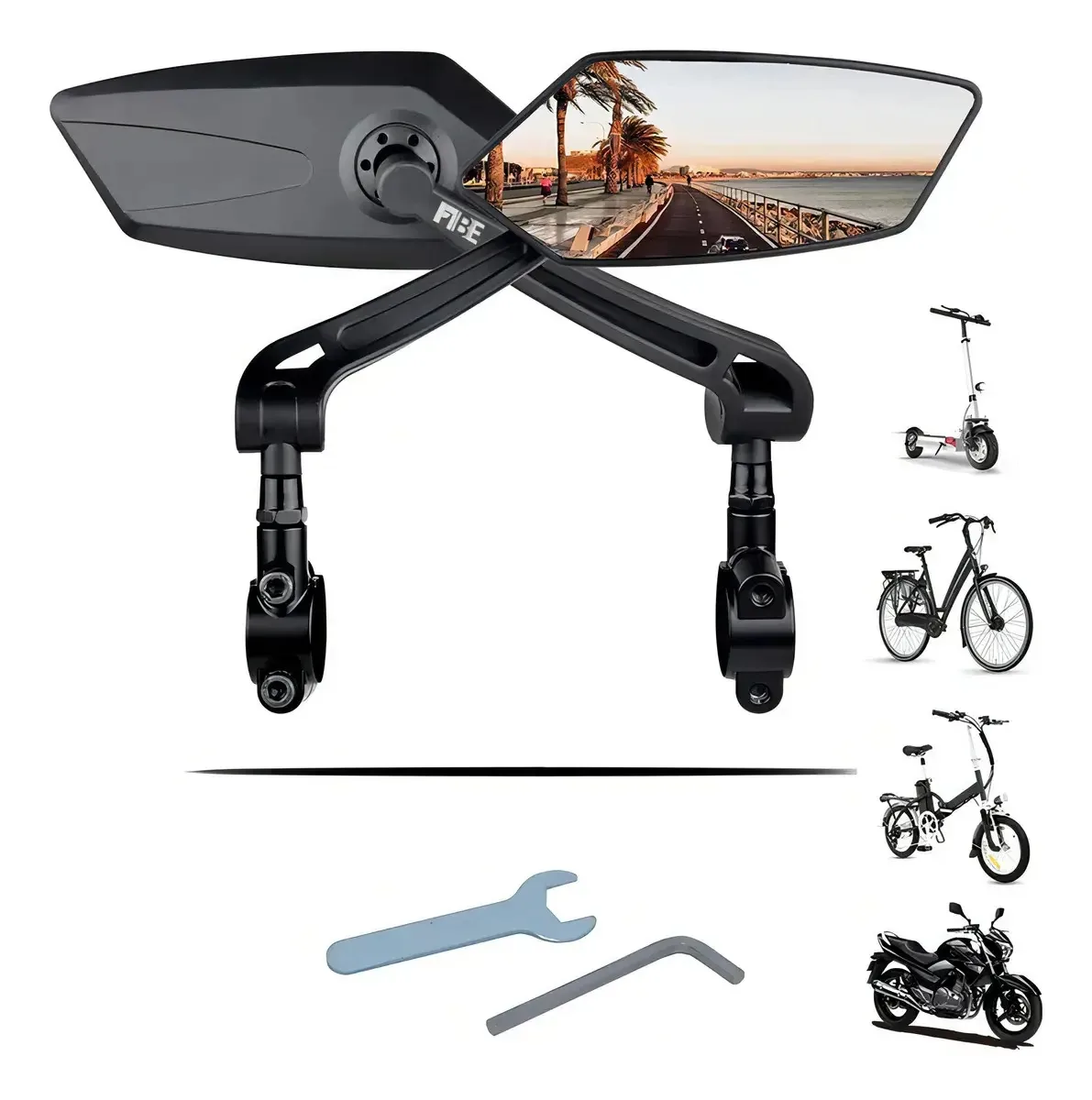 Pacote Woayok de 2 espelhos para bicicleta, scooter ou motocicleta Color Fix