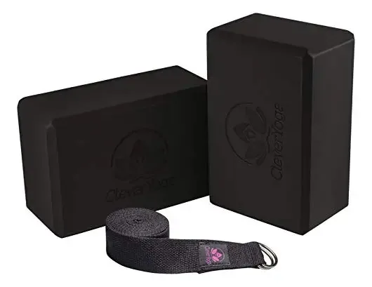 Conjunto de 2 blocos de ioga e alça de algodão de 2,4 m