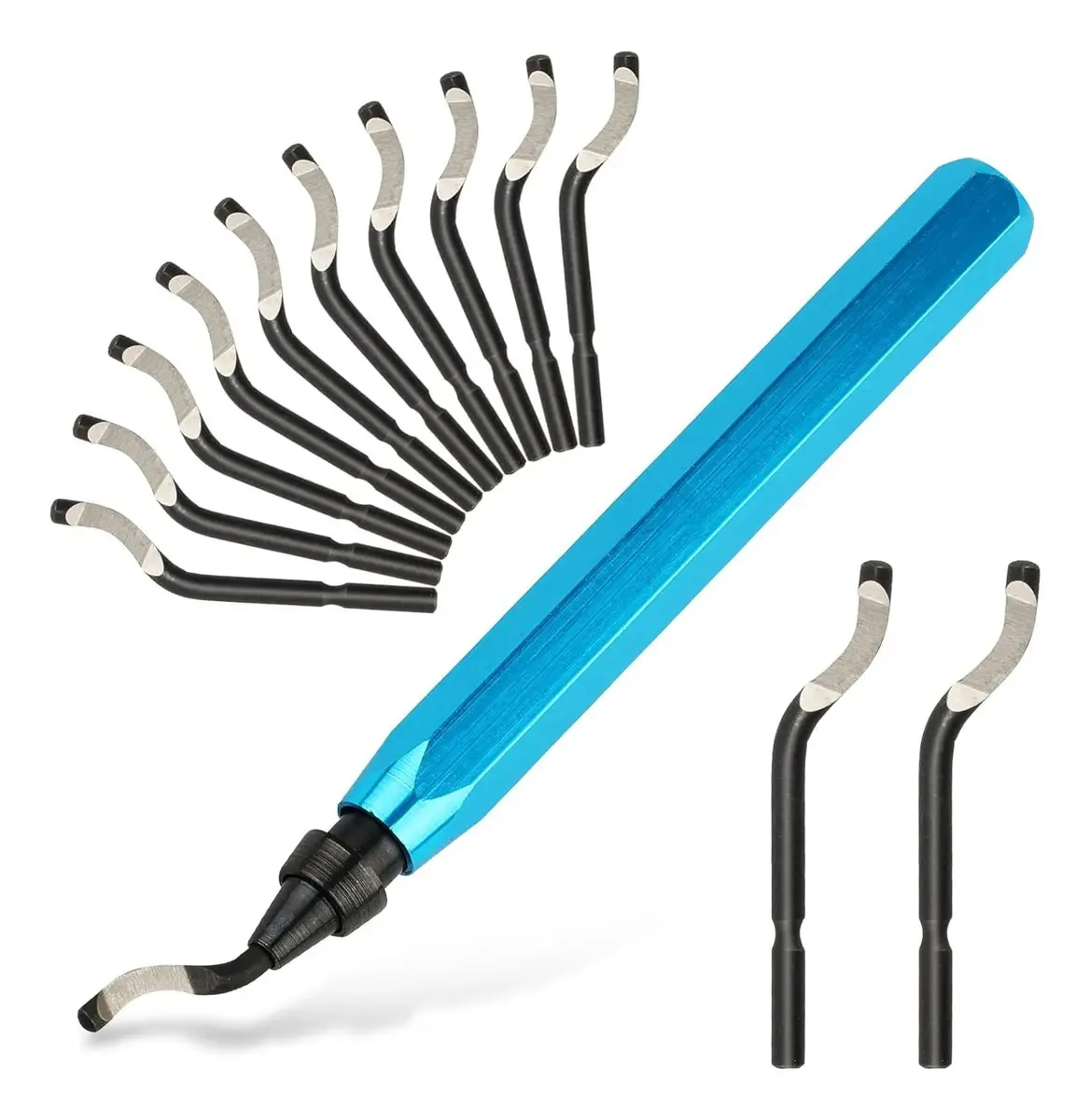 Ferramenta de rebarbação: metal, PVC, madeira, impressão 3D, cor azul