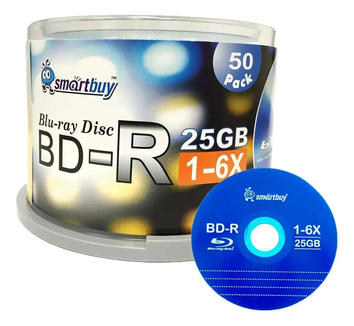 Pacote Smartbuy com 50 BD-r 25 Gb 6X Blu-ray de camada única Reco