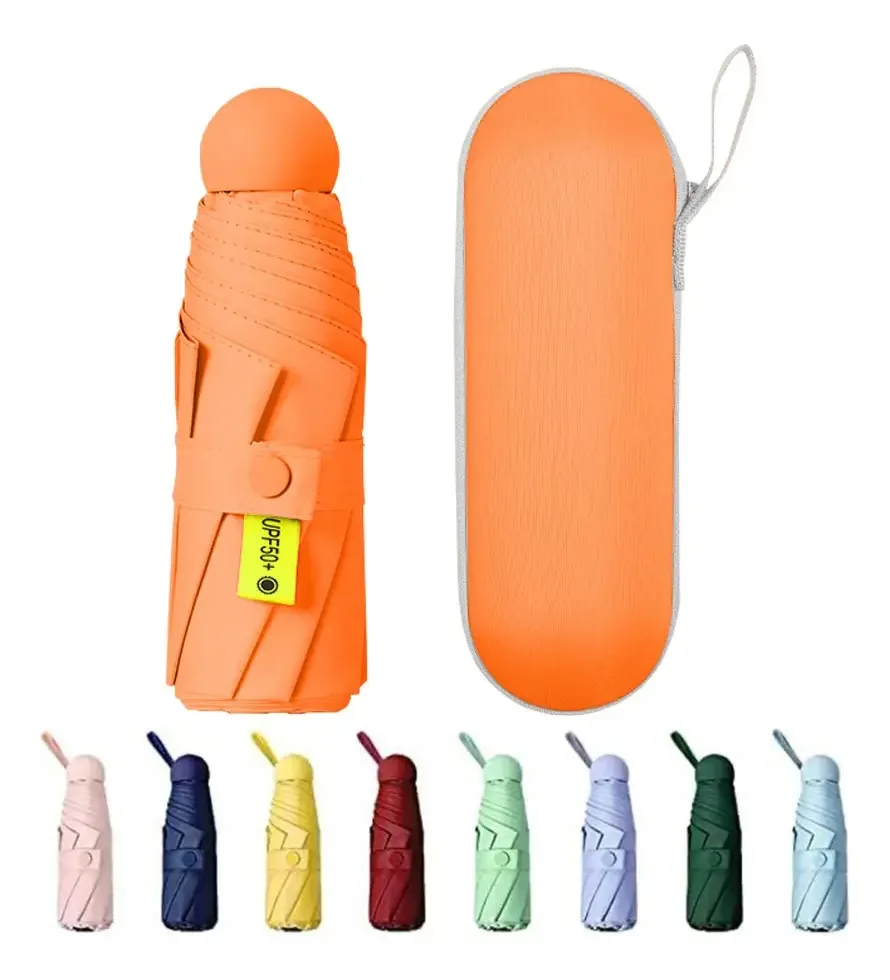 Guarda-chuva, guarda-chuva, bolso anti-UV+bolsa cápsula laranja