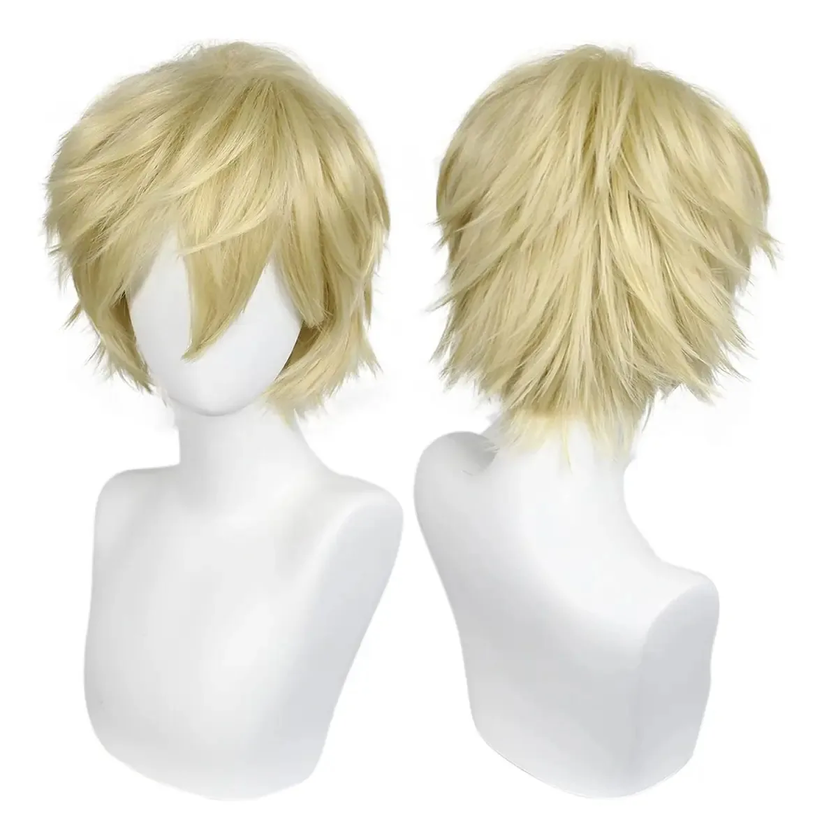 Perucas curtas de cosplay de anime, loiras de 30 cm