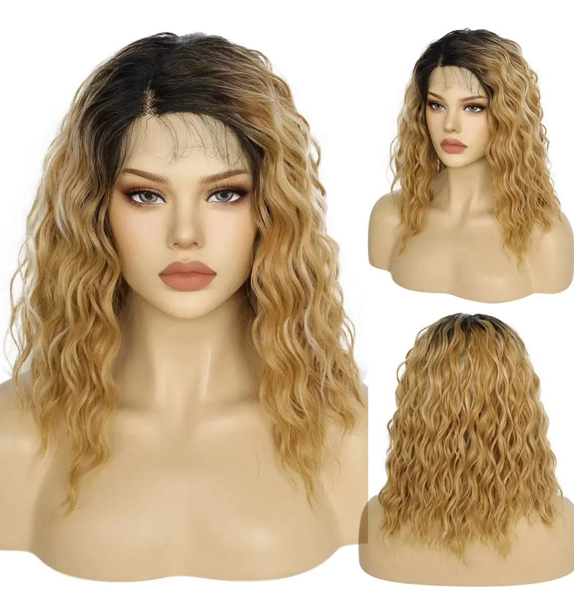 Perucas de renda frontal 13* 4, marrom claro, marrom misto