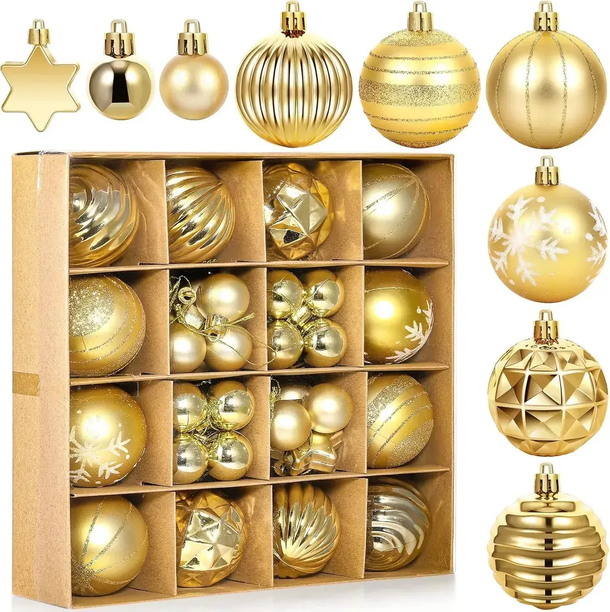 42 esferas de Natal decoradas Decoração de Natal Esferas de Natal Árvore de Natal dourada