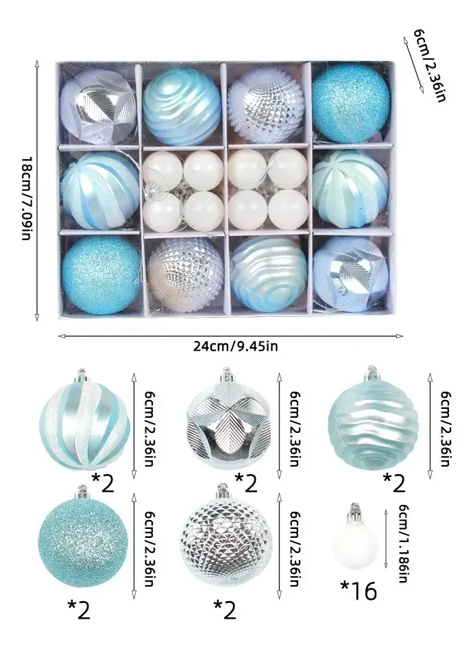 Esferas de decoração de Natal Enfeite de árvore de Natal Esferas azuis