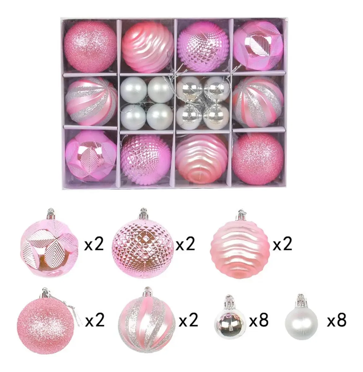 Esferas de Natal Árvore de decoração de Natal de 3/6 cm Esferas rosa